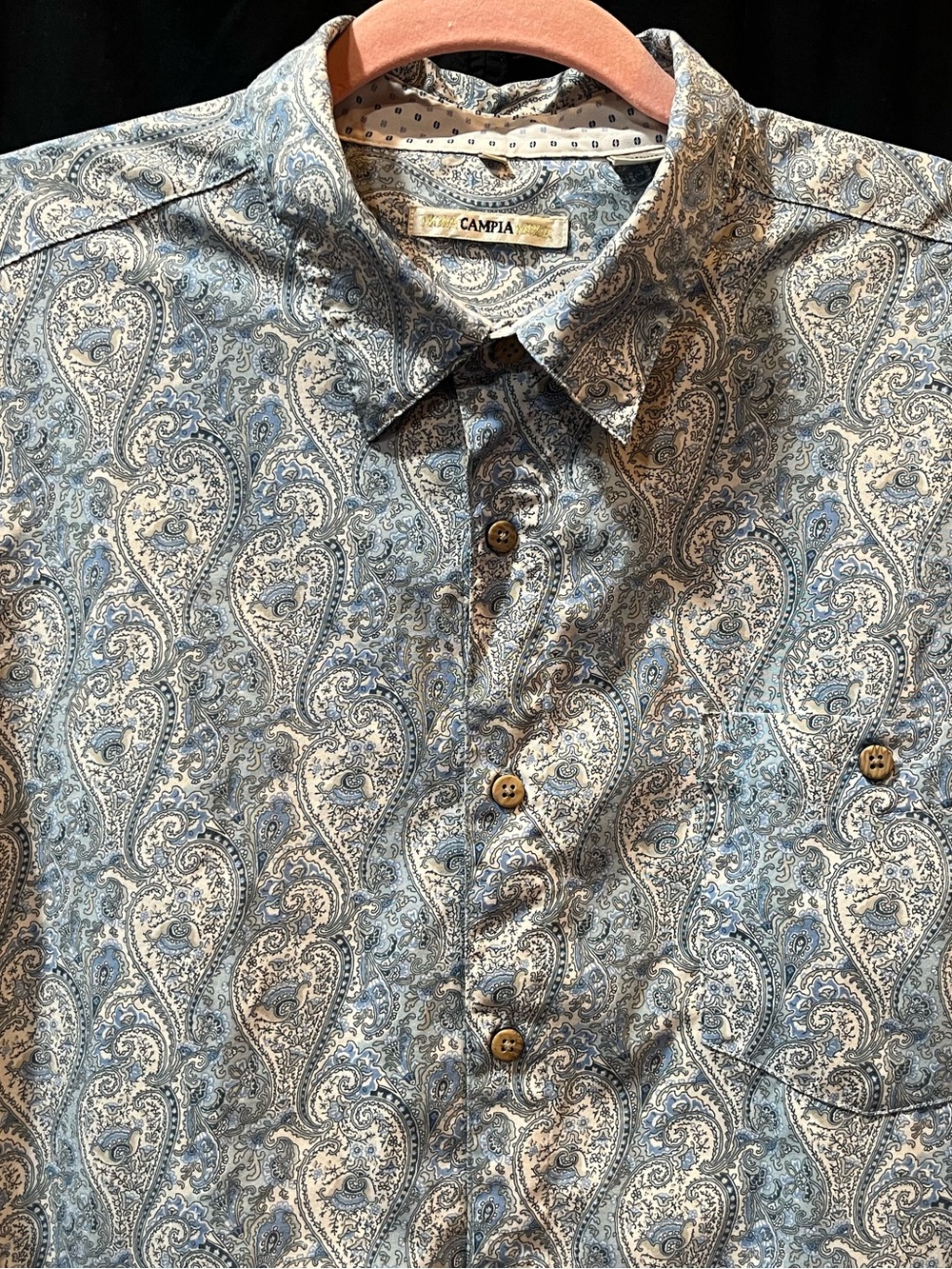 Moda Campia Moda 
Men's Paisley Button-Up Shirt in Light Blue